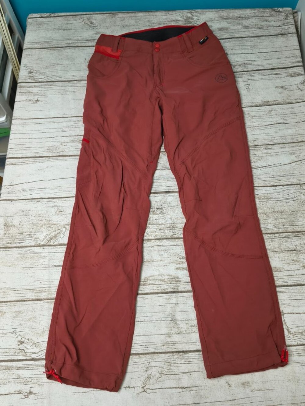 La Sportiva Mens Cordura Stretch Climbing Hiking Pants Size Small Rust Red Tech